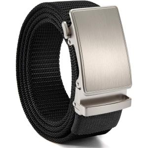 image:imageCHAOREN Nylon Ratchet Belts for Men  Adjustable Casual Work Belt with Slide Buckle  Trim to FitMetalBlack 38mm