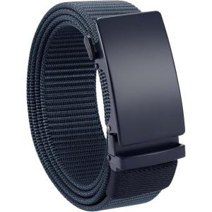 image:imageCHAOREN Nylon Ratchet Belts for Men  Adjustable Casual Work Belt with Slide Buckle  Trim to FitNavy 35mm
