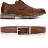 image:imageCHAOREN Ratchet Boys Belt Kids Dress Leather Belt with Click Closure Adjustable for Casual and Formal WearBrown