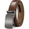image:imageCHAOREN Ratchet Boys Belt Kid Dress Belt with Click Buckle Adjustable Leather Belt for School Uniform and Formal PantsBrown