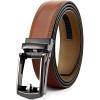 image:imageCHAOREN Ratchet Boys Belt Kids Dress Leather Belt with Click Closure Adjustable for Casual and Formal WearTan