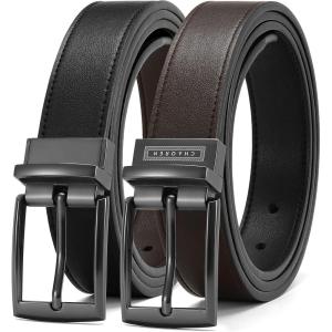 image:imageCHAOREN Boys Belt Most Size Kids 1 14 Dress Reversible Belt for Youth  One Leather Belt Two StyleBlackDark Brown
