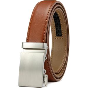 image:imageCHAOREN Leather Boys Belt Dress Kids Belt with Ratchet Buckle Width 1 Adjustable for Formal Wear and School UniformsBrown