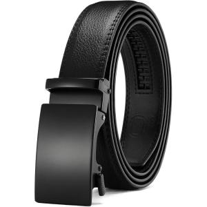 image:imageCHAOREN Ratchet Boys Belt Kid Dress Belt with Click Buckle Adjustable Leather Belt for School Uniform and Formal PantsBlack