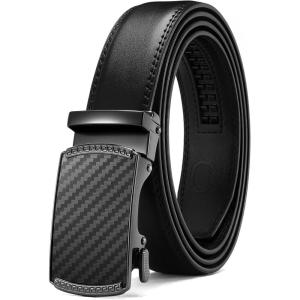 image:imageCHAOREN Ratchet Boys Belt Kid Dress Belt with Click Buckle Adjustable Leather Belt for School Uniform and Formal PantsCarbon Fiber  Black