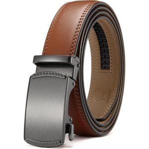 image:imageCHAOREN Ratchet Boys Belt Kid Dress Belt with Click Buckle Adjustable Leather Belt for School Uniform and Formal PantsTan