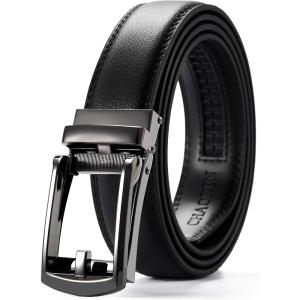 image:imageCHAOREN Ratchet Boys Belt Kids Dress Leather Belt with Click Closure Adjustable for Casual and Formal WearBlack