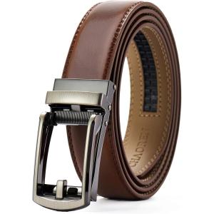 image:imageCHAOREN Ratchet Boys Belt Kids Dress Leather Belt with Click Closure Adjustable for Casual and Formal WearBrown