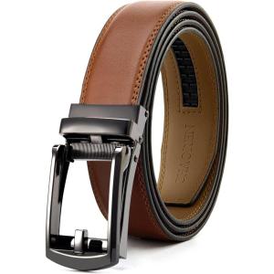 image:imageCHAOREN Ratchet Boys Belt Kids Dress Leather Belt with Click Closure Adjustable for Casual and Formal WearTan