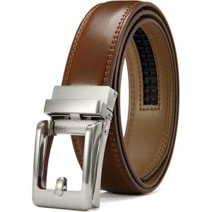 image:imageCHAOREN Ratchet Kids Belt Dress Boys Leather Belt 125 Adjustable for Casual and Formal WearBrown