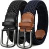 image:imageCHAOREN Stretch Belt Men 2 Pack  1 38 Braided Golf Belts For Men  Casual Elastic For Pants and JeansNavy Blue  Black