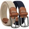 image:imageCHAOREN Stretch Belt Men 2 Pack  1 38 Braided Golf Belts For Men  Casual Elastic For Pants and JeansNavy Blue  Khaki