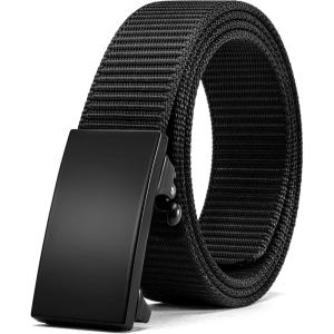 image:imageCHAOREN Nylon Ratchet Belts for Men  Adjustable Web Belt  Automatic Slide Buckle for Casual Golf WorkBlack