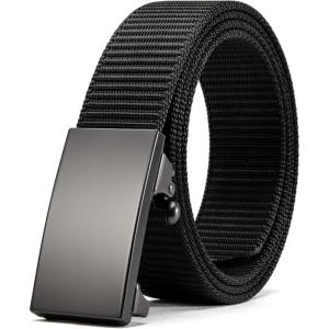 image:imageCHAOREN Nylon Ratchet Belts for Men  Adjustable Web Belt  Automatic Slide Buckle for Casual Golf WorkBright Black