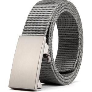 image:imageCHAOREN Nylon Ratchet Belts for Men  Adjustable Web Belt  Automatic Slide Buckle for Casual Golf WorkGrey