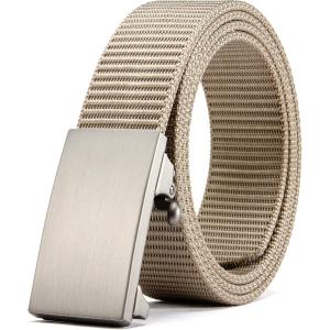 image:imageCHAOREN Nylon Ratchet Belts for Men  Adjustable Web Belt  Automatic Slide Buckle for Casual Golf WorkKhaki