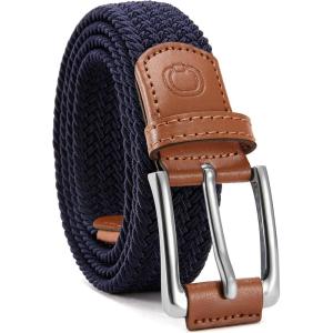 image:imageCHAOREN Mens Stretch Belt  1 38 Elastic Braided Golf Belt for Men  Stretchy Web Fit Summer Casual JeansSilver  Navy
