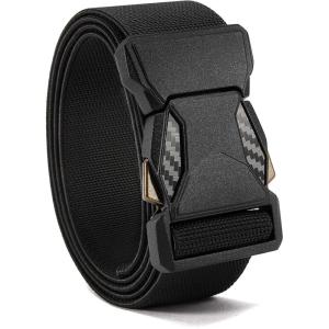 image:imageCHAOREN Tactical Belt Men  15 Stretch Belt for Work  Quick Release for Military Casual Jeans EDC HikingCarbon Fiber Black