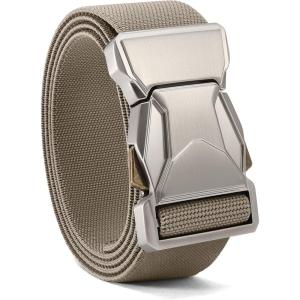 image:imageCHAOREN Tactical Belt Men  15 Stretch Belt for Work  Quick Release for Military Casual Jeans EDC HikingSilverKhaki