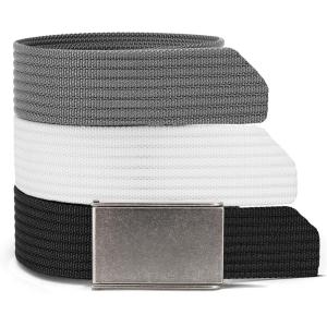 image:imageCHAOREN Mens Belt  15 Nylon Webbing Belt with Quick Release Buckle  Adjustable Fit for Casual Work amp Military  One SizeBlack  White  Grey