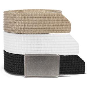 image:imageCHAOREN Mens Belt  15 Nylon Webbing Belt with Quick Release Buckle  Adjustable Fit for Casual Work amp Military  One SizeBlack  White  Khaki