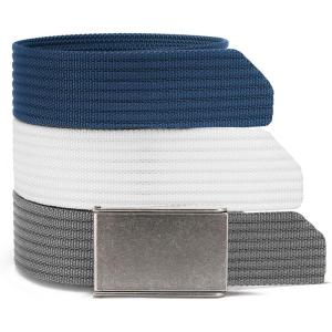 image:imageCHAOREN Mens Belt  15 Nylon Webbing Belt with Quick Release Buckle  Adjustable Fit for Casual Work amp Military  One SizeNavy  White  Grey
