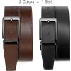 image:imageCHAOREN Reversible Mens Belt 1 Piece  Leather Belt Men for Dress Pants  Single Belt 2 ColorsDark BrownBlack