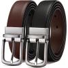 image:imageCHAOREN Reversible Mens Belt 1 Piece  Leather Belt Men for Dress Pants  Single Belt 2 ColorsBrownBlack