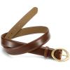 image:imageWomens Belt  CR Leather Belt Women Casual for Jeans Pants Dress  Belts with Gold Buckle for Women FashionBrown