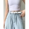 image:imageWomens Belt  CR Leather Belt Women Casual for Jeans Pants Dress  Belts with Gold Buckle for Women FashionSilver White