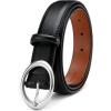 image:imageWomens Belt  CR Leather Belt Women Casual for Jeans Pants Dress  Belts with Gold Buckle for Women FashionSilver Black