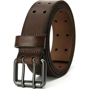 image:imageCHAOREN Work Belts for Men Heavy Duty  15 Full Grain Leather Belt Casual  Fully Adjustable Double ProngCasual Brown