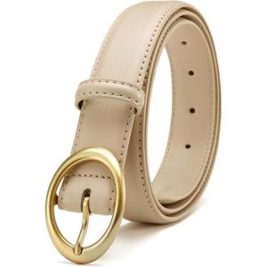image:imageWomens Belt  CR Leather Belt Women Casual for Jeans Pants Dress  Belts with Gold Buckle for Women FashionBeige