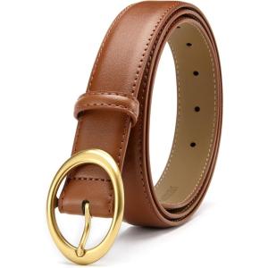image:imageWomens Belt  CR Leather Belt Women Casual for Jeans Pants Dress  Belts with Gold Buckle for Women FashionTan