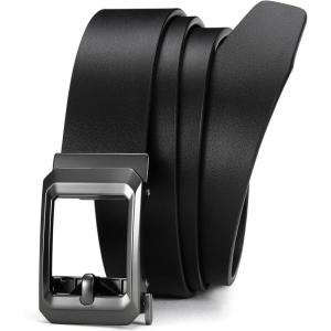 image:imageCHAOREN Ratchet Belts for Men  15 Mens Belt Genuine Leather for Causual Jeans  Customizable Style Versatile FitGenuine Leather Black