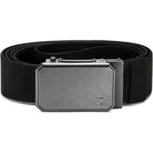 image:imageCHAOREN Mens Ratchet Belt  15 Stretch Nylon Belts for Casual Work Golf  Adjustable Fit for Everyday ComfortBrushed Grey  Black
