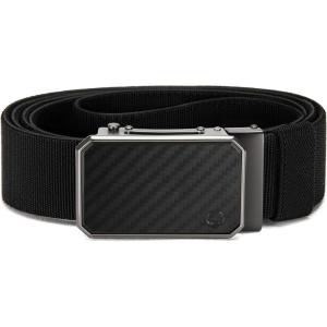 image:imageCHAOREN Mens Ratchet Belt  15 Stretch Nylon Belts for Casual Work Golf  Adjustable Fit for Everyday ComfortCarbon Fiber  Black