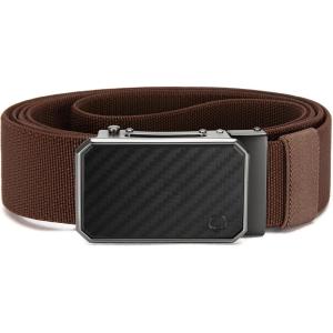 image:imageCHAOREN Mens Ratchet Belt  15 Stretch Nylon Belts for Casual Work Golf  Adjustable Fit for Everyday ComfortCarbon Fiber  Brown