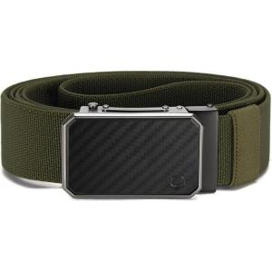 image:imageCHAOREN Mens Ratchet Belt  15 Stretch Nylon Belts for Casual Work Golf  Adjustable Fit for Everyday ComfortCarbon Fiber  Green