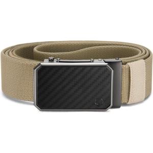 image:imageCHAOREN Mens Ratchet Belt  15 Stretch Nylon Belts for Casual Work Golf  Adjustable Fit for Everyday ComfortCarbon Fiber  Khaki