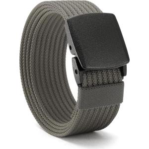 image:imageCHAOREN Nickel Free Web Belt Men  TSA Approved Non Metal Buckle Nylon Belt Travel with Confidence and Ease 38mmGrey