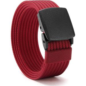 image:imageCHAOREN Nickel Free Web Belt Men  TSA Approved Non Metal Buckle Nylon Belt Travel with Confidence and Ease 38mmRed