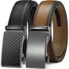 image:imageCHAOREN Leather Ratchet Belt Men 2 Pack  Customizable Fit Effortless Style 35mmCarbon Fiber BlackWeaven Tan