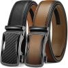 image:imageCHAOREN Leather Ratchet Belt Men 2 Pack  Customizable Fit Effortless Style 35mmCurved Charcoal DepictionTawny