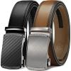 image:imageCHAOREN Mens Belt Leather Ratchet Belt 2 Pack  Customizable Fit Effortless Style 35mmCarbon Fiber BlackCharcoal Depiction Silver Tan