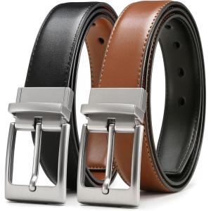 image:imageCHAOREN Reversible Belt Men 1 Piece  125 Leather Dress Belt  Trim to Fit for Elegant StyleBlackOrange Brown