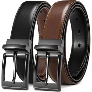 image:imageCHAOREN Reversible Belt Men 1 Piece  125 Leather Dress Belt  Trim to Fit for Elegant StyleCognacBlack