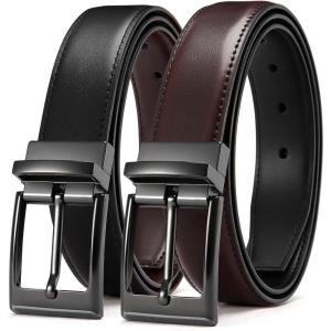 image:imageCHAOREN Reversible Belt Men 1 Piece  125 Leather Dress Belt  Trim to Fit for Elegant StyleMahoganyBlack