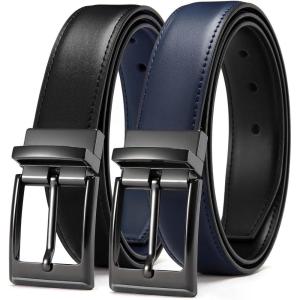 image:imageCHAOREN Reversible Belt Men 1 Piece  125 Leather Dress Belt  Trim to Fit for Elegant StyleNavyBlack