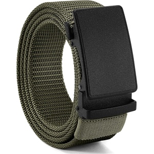 image:imageCHAOREN 15 Nylon Ratchet Belts for Men  Adjustable Casual Work Belt with Slide Buckle  Trim to FitFrosted Matte  Army Green